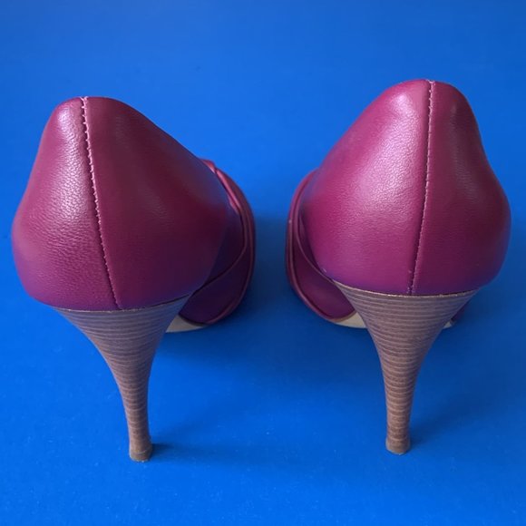 GIUSEPPE ZANOTTI DESIGN Purple Leather Peep Toe Pump Shoes Sz 6 - Picture 4 of 5